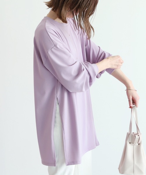 reca（レカ）の「サイドロングスリットニットソーチュニック（チュニック・レディース・ブラック/ラベンダー/ライトベージュ・FREE）」の6枚目の写真