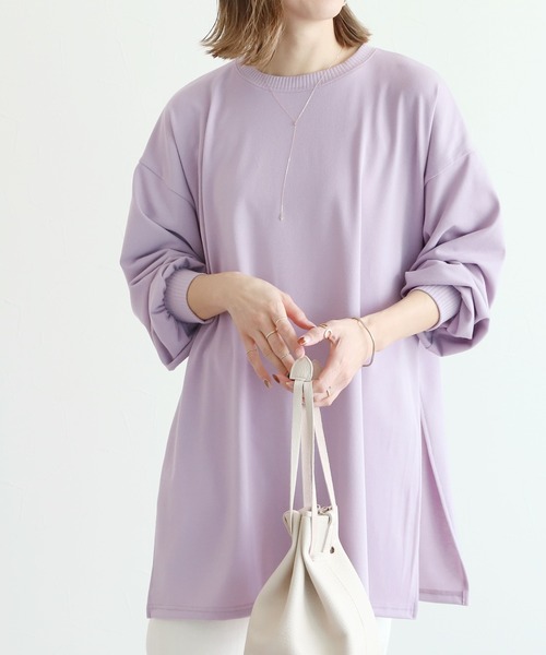 reca（レカ）の「サイドロングスリットニットソーチュニック（チュニック・レディース・ブラック/ラベンダー/ライトベージュ・FREE）」の7枚目の写真