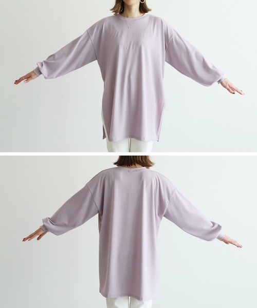 reca（レカ）の「サイドロングスリットニットソーチュニック（チュニック・レディース・ブラック/ラベンダー/ライトベージュ・FREE）」の12枚目の写真
