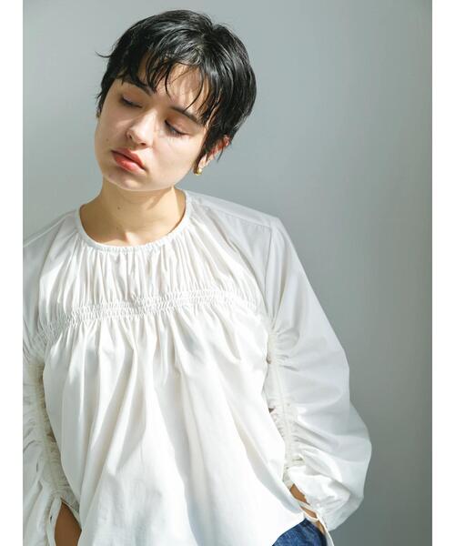 koe（コエ）の「ＴＣドロストブラウス*（シャツ/ブラウス・レディース・ブラック/オフホワイト/サックスブルー/オレンジ・M）」の5枚目の写真