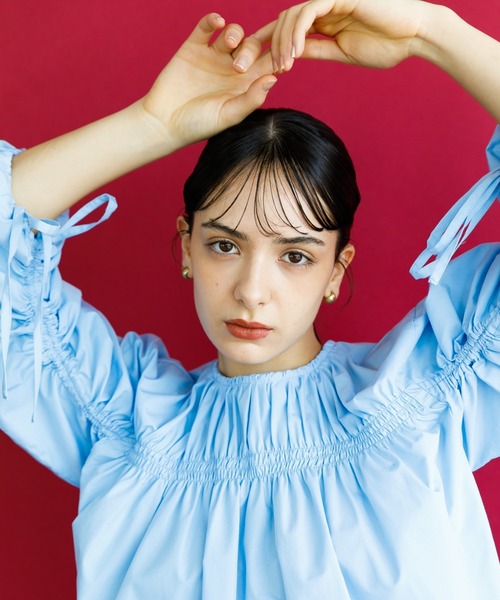 koe（コエ）の「ＴＣドロストブラウス*（シャツ/ブラウス・レディース・ブラック/オフホワイト/サックスブルー/オレンジ・M）」の4枚目の写真