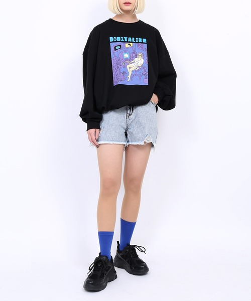 PUNYUS（プニュズ）の「DIGITALIZEスウェット（スウェット・レディース・ブラック/グリーン/杢グレー/ライトパープル・4/3）」の6枚目の写真