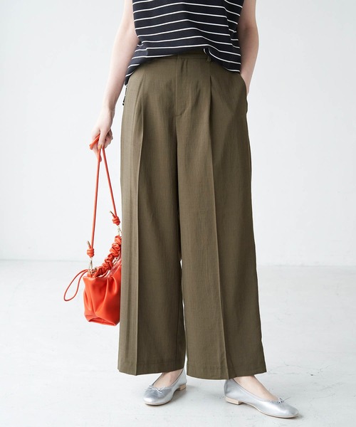 ROPE' PICNIC(ロペピクニック)の「セットアップ対応/麻調シアーハイウエストストレートワイドパンツ(その他パンツ・レディース・カーキ/ベージュ/チャコールグレー・36/38/40)」の3枚目の写真