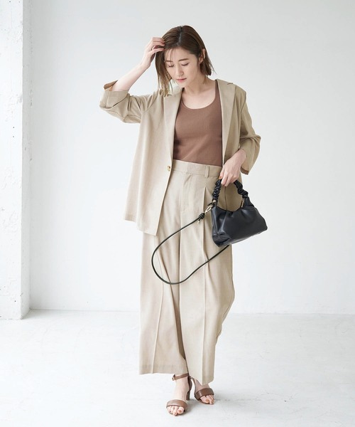 ROPE' PICNIC(ロペピクニック)の「セットアップ対応/麻調シアーハイウエストストレートワイドパンツ(その他パンツ・レディース・カーキ/ベージュ/チャコールグレー・36/38/40)」の16枚目の写真
