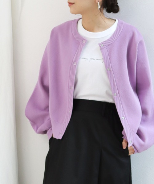 HER CLOSET(ハークローゼット)の「【shemoshelly】ボリュームスリーブスウェットライクダンボールニット2wayカーディガン(ニット/セーター・レディース・ブラック/オフホワイト/ミント/マスタード/ラベンダー/グレイッシュベージュ・M)」の5枚目の写真