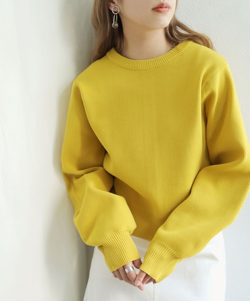 HER CLOSET(ハークローゼット)の「【shemoshelly】ボリュームスリーブスウェットライクダンボールニット2wayカーディガン(ニット/セーター・レディース・ブラック/オフホワイト/ミント/マスタード/ラベンダー/グレイッシュベージュ・M)」の6枚目の写真