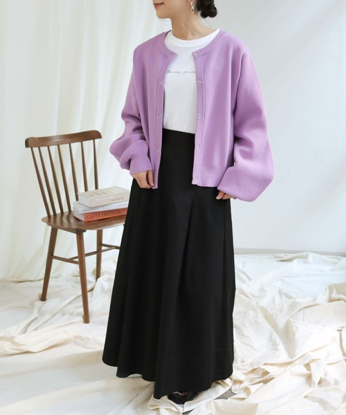HER CLOSET(ハークローゼット)の「【shemoshelly】ボリュームスリーブスウェットライクダンボールニット2wayカーディガン(ニット/セーター・レディース・ブラック/オフホワイト/ミント/マスタード/ラベンダー/グレイッシュベージュ・M)」の22枚目の写真