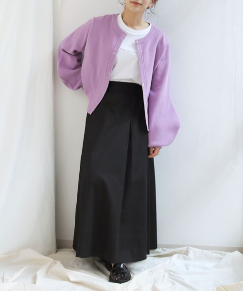 HER CLOSET(ハークローゼット)の「【shemoshelly】ボリュームスリーブスウェットライクダンボールニット2wayカーディガン(ニット/セーター・レディース・ブラック/オフホワイト/ミント/マスタード/ラベンダー/グレイッシュベージュ・M)」の21枚目の写真