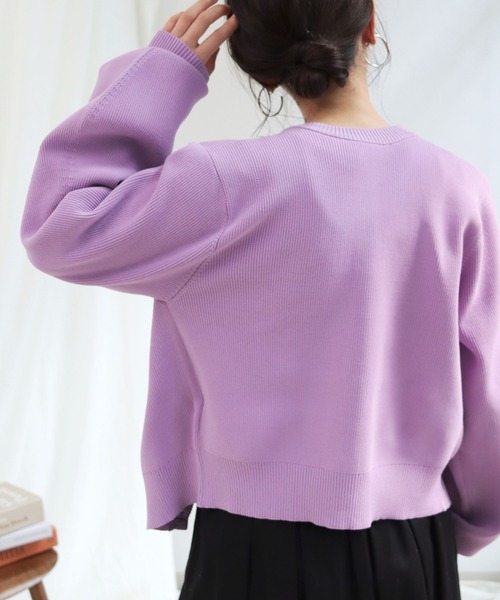 HER CLOSET(ハークローゼット)の「【shemoshelly】ボリュームスリーブスウェットライクダンボールニット2wayカーディガン(ニット/セーター・レディース・ブラック/オフホワイト/ミント/マスタード/ラベンダー/グレイッシュベージュ・M)」の19枚目の写真