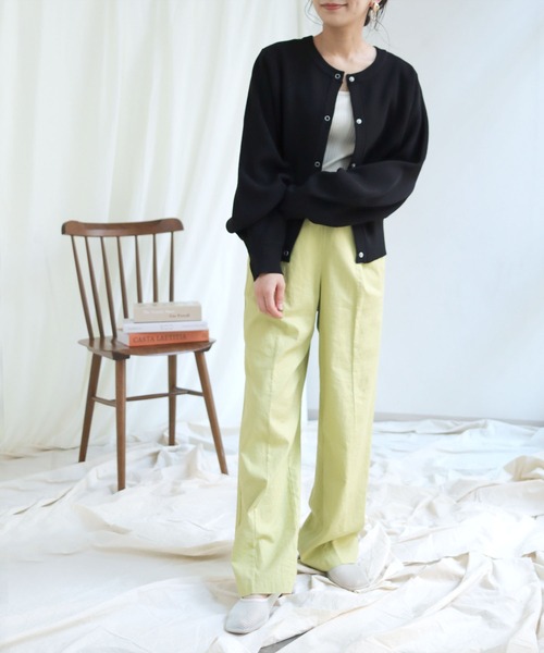 HER CLOSET(ハークローゼット)の「【shemoshelly】ボリュームスリーブスウェットライクダンボールニット2wayカーディガン(ニット/セーター・レディース・ブラック/オフホワイト/ミント/マスタード/ラベンダー/グレイッシュベージュ・M)」の8枚目の写真