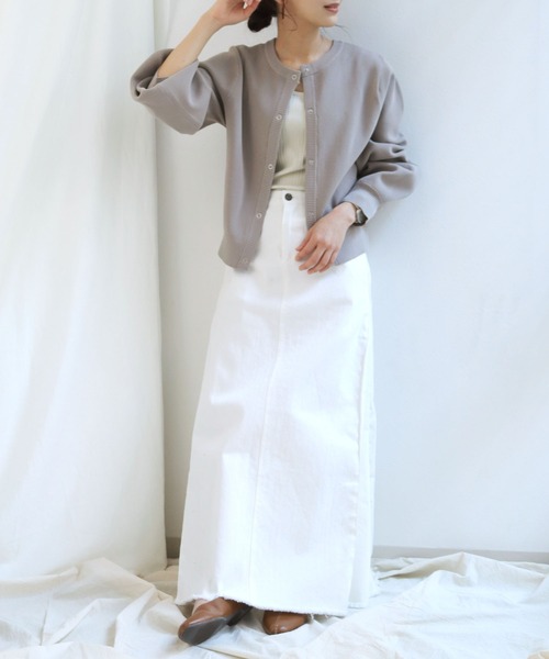 HER CLOSET(ハークローゼット)の「【shemoshelly】ボリュームスリーブスウェットライクダンボールニット2wayカーディガン(ニット/セーター・レディース・ブラック/オフホワイト/ミント/マスタード/ラベンダー/グレイッシュベージュ・M)」の15枚目の写真