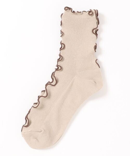 ehka sopo（エヘカソポ）の「配色メローリブソックス（ソックス/靴下・レディース・オフホワイト/ブラック/ベージュ・ﾌﾘ-）」の3枚目の写真