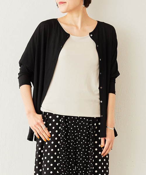 BEARDSLEY（ビアズリー）の「強燃ガーゼ2重タンク（Tシャツ/カットソー・レディース・ベージュ/ブラック・FREE）」の3枚目の写真