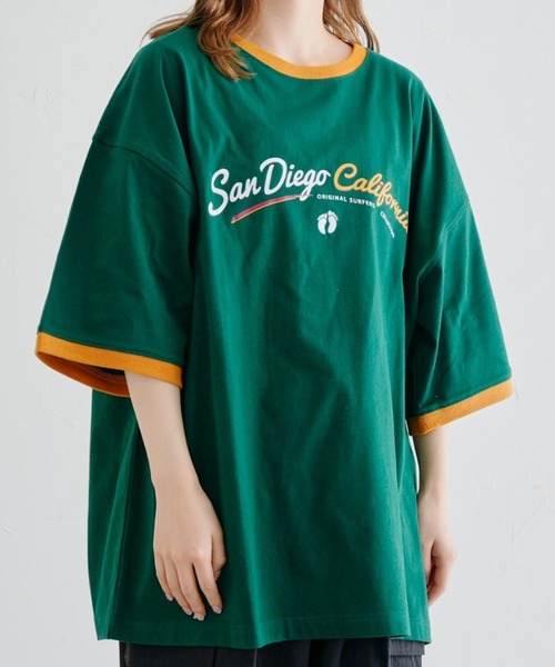 HANGTEN（ハンテン）の「半袖リンガーT（Tシャツ/カットソー・メンズ・ネイビー/オフホワイト/グリーン・MEDIUM/LARGE）」の3枚目の写真