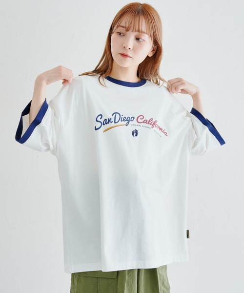 HANGTEN（ハンテン）の「半袖リンガーT（Tシャツ/カットソー・メンズ・ネイビー/オフホワイト/グリーン・MEDIUM/LARGE）」の5枚目の写真