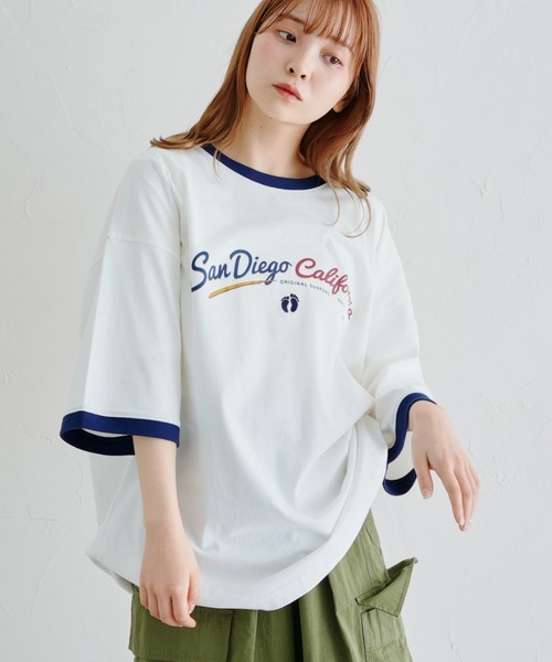 HANGTEN（ハンテン）の「半袖リンガーT（Tシャツ/カットソー・メンズ・ネイビー/オフホワイト/グリーン・MEDIUM/LARGE）」の7枚目の写真