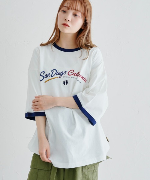 HANGTEN（ハンテン）の「半袖リンガーT（Tシャツ/カットソー・メンズ・ネイビー/オフホワイト/グリーン・MEDIUM/LARGE）」の8枚目の写真