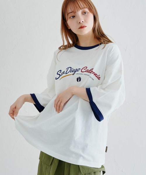 HANGTEN（ハンテン）の「半袖リンガーT（Tシャツ/カットソー・メンズ・ネイビー/オフホワイト/グリーン・MEDIUM/LARGE）」の9枚目の写真