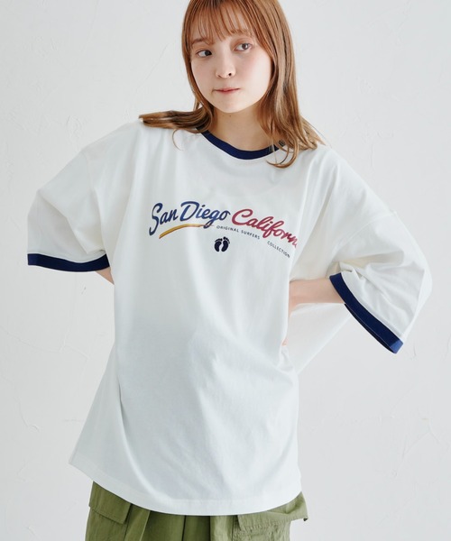 HANGTEN（ハンテン）の「半袖リンガーT（Tシャツ/カットソー・メンズ・ネイビー/オフホワイト/グリーン・MEDIUM/LARGE）」の4枚目の写真