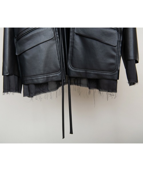 DISCOVERED(ディスカバード)の「DISCOVERED ディスカバード / FAKE LEATHER SAMUE JACKET フェイクレザー作務衣ジャケット / DC-AW22-JK-01(カバーオール・メンズ・ブラック・1/3)」の6枚目の写真