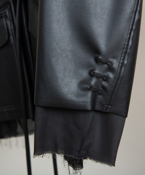 DISCOVERED(ディスカバード)の「DISCOVERED ディスカバード / FAKE LEATHER SAMUE JACKET フェイクレザー作務衣ジャケット / DC-AW22-JK-01(カバーオール・メンズ・ブラック・1/3)」の12枚目の写真