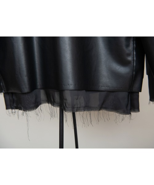 DISCOVERED(ディスカバード)の「DISCOVERED ディスカバード / FAKE LEATHER SAMUE JACKET フェイクレザー作務衣ジャケット / DC-AW22-JK-01(カバーオール・メンズ・ブラック・1/3)」の9枚目の写真