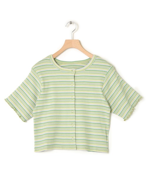 w closet（ダブルクローゼット）の「テレコ半袖クルーネックカーディガン（カーディガン/ボレロ・レディース・イエロー系その他/ブルー系その他/オフホワイト/ブラック・FREE）」の21枚目の写真