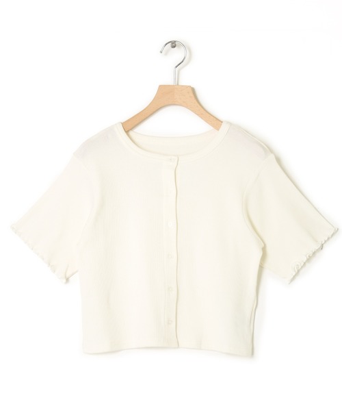 w closet（ダブルクローゼット）の「テレコ半袖クルーネックカーディガン（カーディガン/ボレロ・レディース・イエロー系その他/ブルー系その他/オフホワイト/ブラック・FREE）」の10枚目の写真