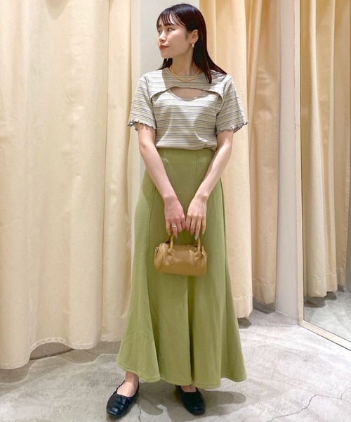 w closet（ダブルクローゼット）の「テレコ半袖クルーネックカーディガン（カーディガン/ボレロ・レディース・イエロー系その他/ブルー系その他/オフホワイト/ブラック・FREE）」の8枚目の写真