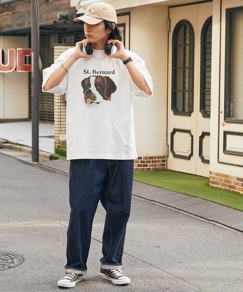 MONO-MART(モノマート)の「ドッグ レトロプリント ビッグシルエット半袖Tシャツ(Tシャツ/カットソー・メンズ・ホワイト系1/ホワイト系2/ホワイト系3/グレー系1/グレー系2/ベージュ系1/グリーン系3/ホワイト系4/ネイビー系1/グレー系4/ネイビー系4・M/L)」の12枚目の写真