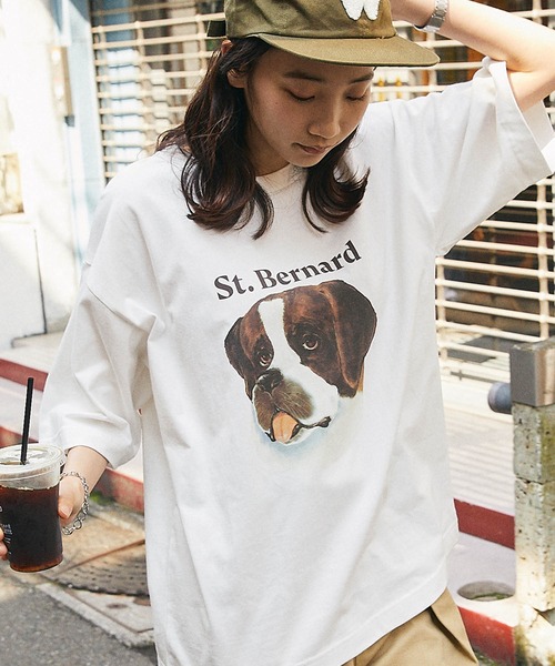 MONO-MART(モノマート)の「ドッグ レトロプリント ビッグシルエット半袖Tシャツ(Tシャツ/カットソー・メンズ・ホワイト系1/ホワイト系2/ホワイト系3/グレー系1/グレー系2/ベージュ系1/グリーン系3/ホワイト系4/ネイビー系1/グレー系4/ネイビー系4・M/L)」の17枚目の写真
