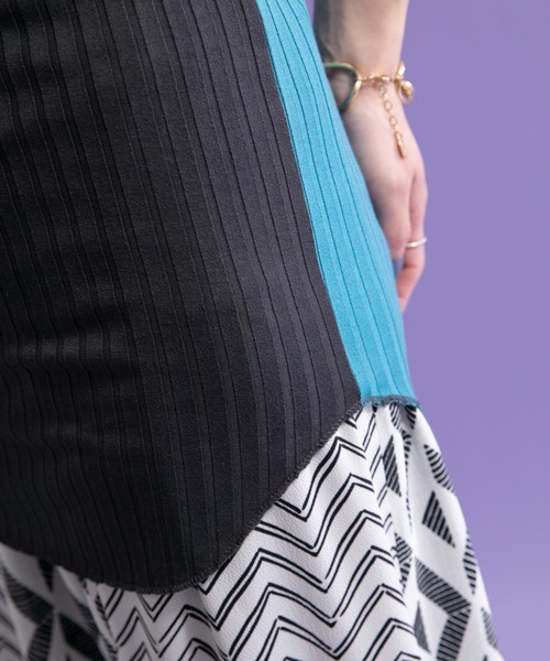 Eimee Law（エイミーロウ）の「ネッククロス2WAYリブタンク（タンクトップ・レディース・ブラック/チャコールグレー/アイボリー・38）」の9枚目の写真