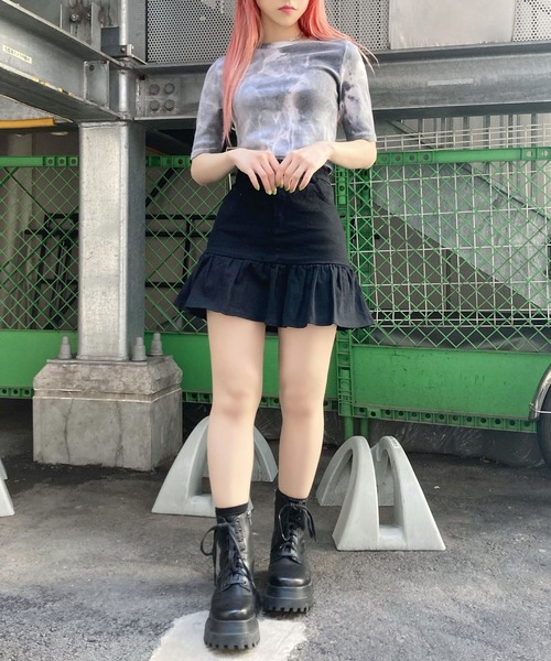 Figments（フィグメンツ）の「タイダイクロップドＴシャツ（Tシャツ/カットソー・レディース・ブラック/パープル・FREE）」の10枚目の写真