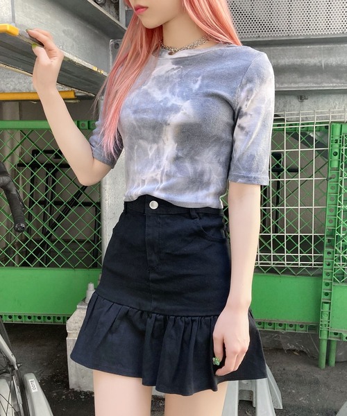 Figments（フィグメンツ）の「タイダイクロップドＴシャツ（Tシャツ/カットソー・レディース・ブラック/パープル・FREE）」の9枚目の写真