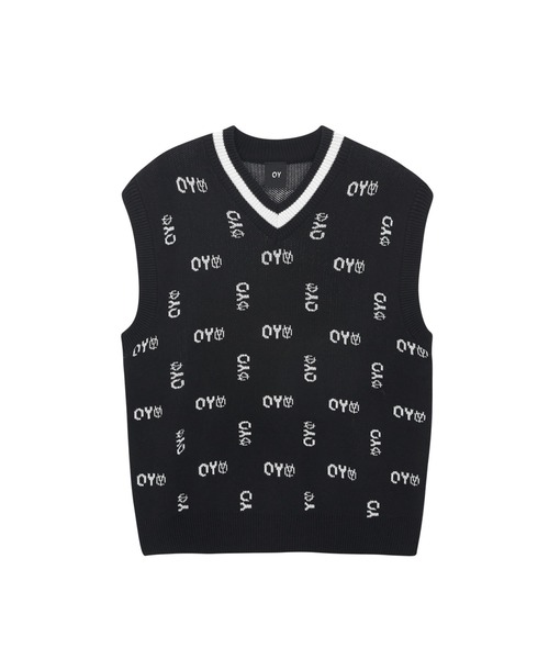 『OY/オーワイ』MONOGRAM LOGO V NECK KNIT VEST/モノグラムロゴ Vネック ニットベスト（ベスト）｜OY（オーワイ）