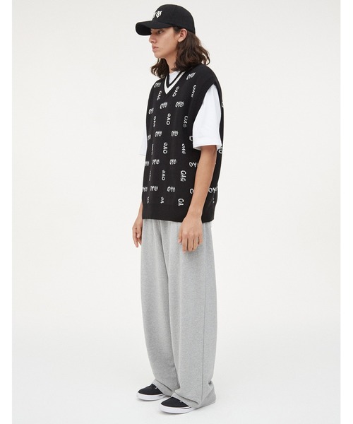 『OY/オーワイ』MONOGRAM LOGO V NECK KNIT VEST/モノグラムロゴ Vネック ニットベスト（ベスト）｜OY（オーワイ）
