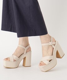 ◆【日本製／厚底／ロングセラー／ストラップ／安定感／歩きやすい】クロスアッパーデザインサンダル