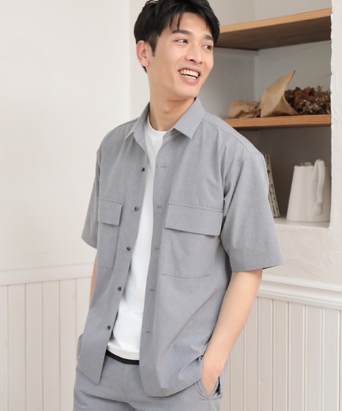 UNION STATION（ユニオンステーション）の「【セットアップ対応】【AIR LIGHT -Active version-】半袖CPOレギュラーカラーシャツ（シャツ/ブラウス・メンズ・ブラック/ベージュ/グレー/グリーン・LL/M/L）」の4枚目の写真