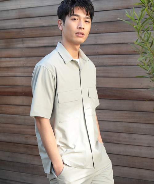 UNION STATION（ユニオンステーション）の「【セットアップ対応】【AIR LIGHT -Active version-】半袖CPOレギュラーカラーシャツ（シャツ/ブラウス・メンズ・ブラック/ベージュ/グレー/グリーン・LL/M/L）」の2枚目の写真