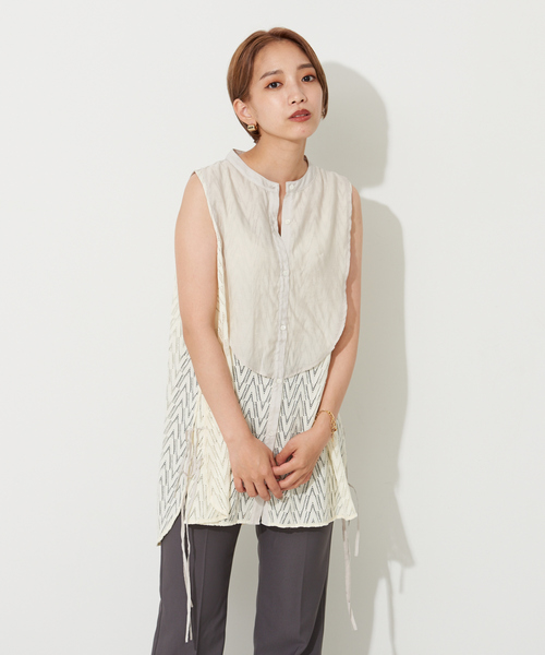 NOMINE(ノミネ)の「レースボサムノースリブラウス(シャツ/ブラウス・レディース・ホワイト/ブラック・フリー)」の1枚目の写真