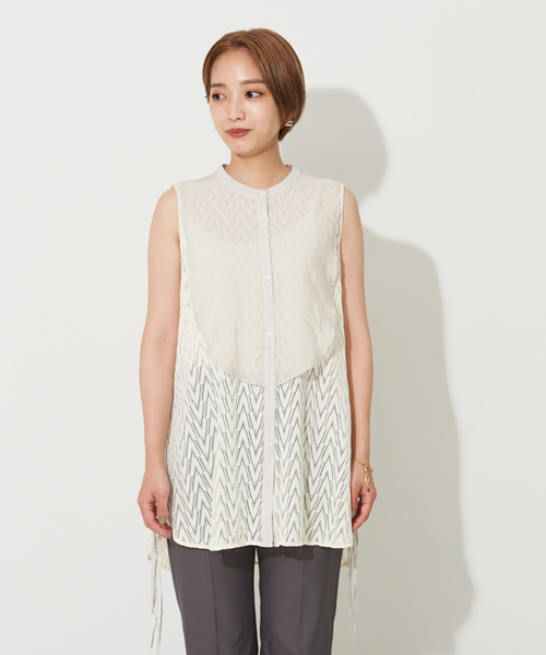 NOMINE(ノミネ)の「レースボサムノースリブラウス(シャツ/ブラウス・レディース・ホワイト/ブラック・フリー)」の5枚目の写真