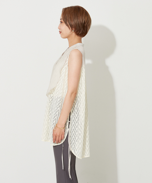 NOMINE(ノミネ)の「レースボサムノースリブラウス(シャツ/ブラウス・レディース・ホワイト/ブラック・フリー)」の6枚目の写真