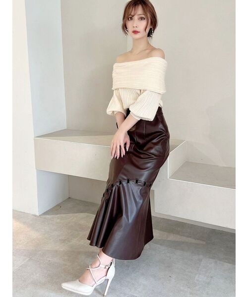 RESEXXY(リゼクシー)の「トリミングフェイクレザーマーメイドスカート(スカート・レディース・ピンク/ブラウン/ベージュ・FREE)」の7枚目の写真