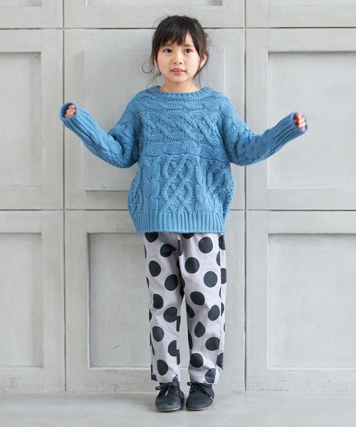 MAKE YOUR DAY（メイクユアデイ）の「ケーブル編みざっくりセーター■80～140cm（ニット/セーター・キッズ・モカ/アイボリー/ブルー・140/110/130/120/90/100）」の5枚目の写真