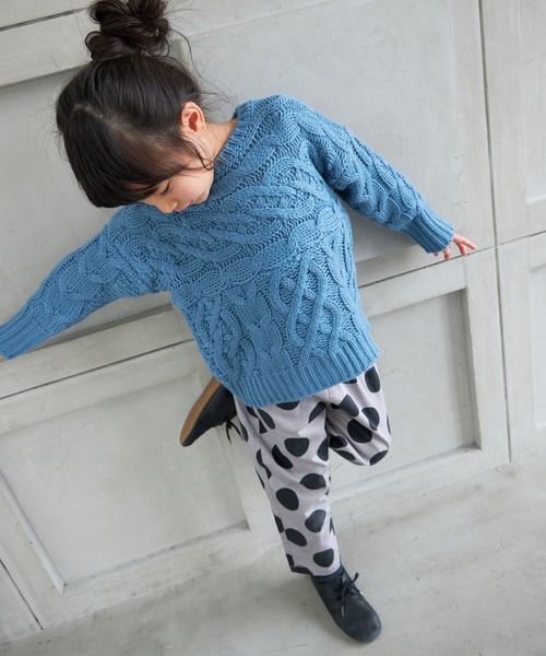 MAKE YOUR DAY（メイクユアデイ）の「ケーブル編みざっくりセーター■80～140cm（ニット/セーター・キッズ・モカ/アイボリー/ブルー・140/110/130/120/90/100）」の6枚目の写真