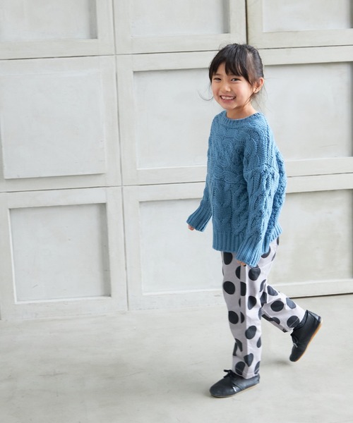 MAKE YOUR DAY（メイクユアデイ）の「ケーブル編みざっくりセーター■80～140cm（ニット/セーター・キッズ・モカ/アイボリー/ブルー・140/110/130/120/90/100）」の7枚目の写真