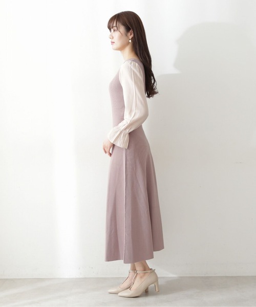 PROPORTION BODY DRESSING（プロポーションボディドレッシング）の「セミフレアハイウエストニットワンピース / 1212240511（ワンピース・レディース・ブラック/ブラウン系その他/グレー・SMALL/MEDIUM）」の4枚目の写真