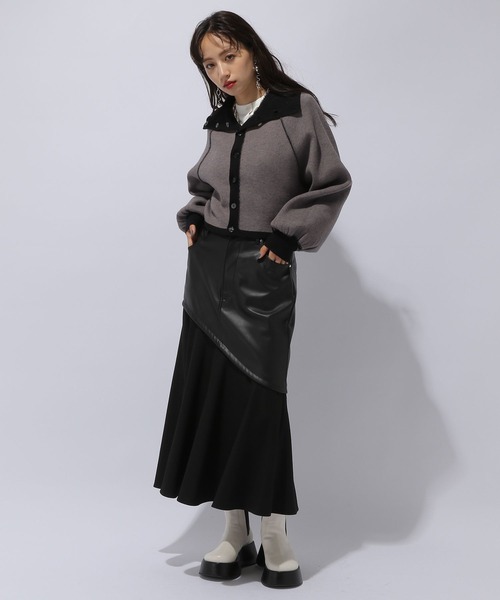 HARE（ハレ）の「マルチWAYハイネックニットカーディガン(HARE)（ニット/セーター・レディース・ブラック×グレー/イエロー×グリーン/パープル系その他・FREE）」の11枚目の写真