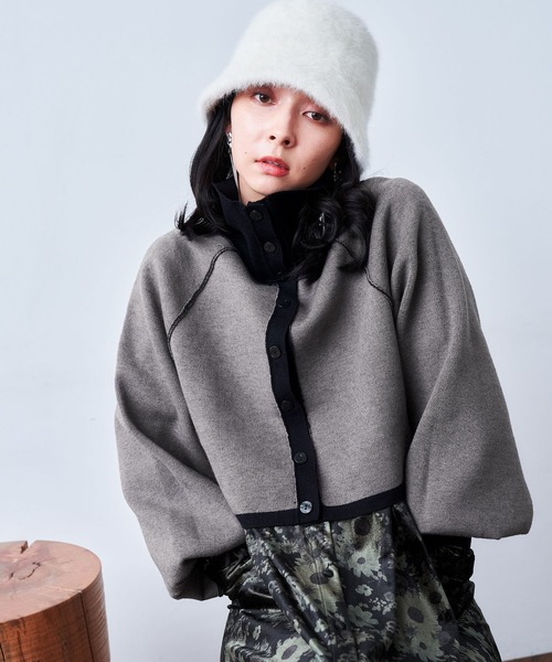 HARE（ハレ）の「マルチWAYハイネックニットカーディガン(HARE)（ニット/セーター・レディース・ブラック×グレー/イエロー×グリーン/パープル系その他・FREE）」の15枚目の写真