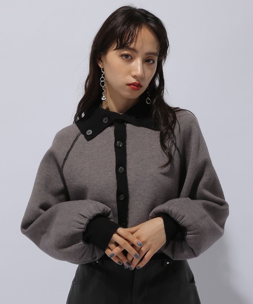 HARE（ハレ）の「マルチWAYハイネックニットカーディガン(HARE)（ニット/セーター・レディース・ブラック×グレー/イエロー×グリーン/パープル系その他・FREE）」の17枚目の写真